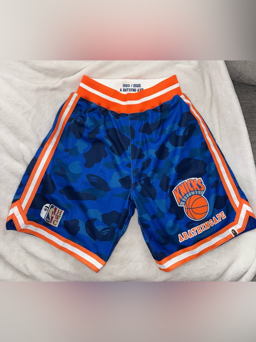 BAPE x Mitchell & Ness NBA New York Knicks Swingman Shorts